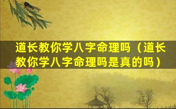 道长教你学八字命理吗（道长教你学八字命理吗是真的吗）