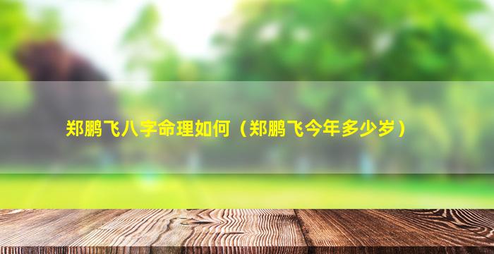 郑鹏飞八字命理如何（郑鹏飞今年多少岁）