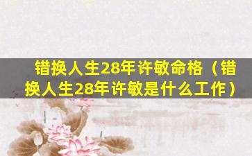 错换人生28年许敏命格（错换人生28年许敏是什么工作）