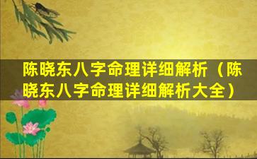 陈晓东八字命理详细解析（陈晓东八字命理详细解析大全）