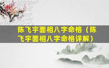 陈飞宇面相八字命格（陈飞宇面相八字命格详解）