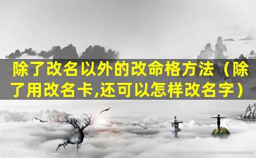 除了改名以外的改命格方法（除了用改名卡,还可以怎样改名字）