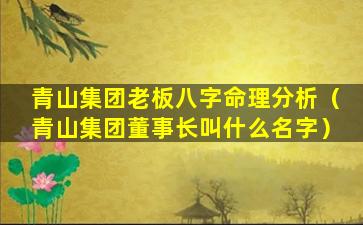 青山集团老板八字命理分析（青山集团董事长叫什么名字）