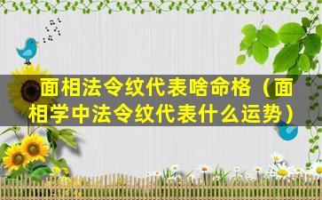 面相法令纹代表啥命格（面相学中法令纹代表什么运势）