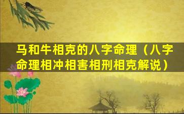 马和牛相克的八字命理（八字命理相冲相害相刑相克解说）